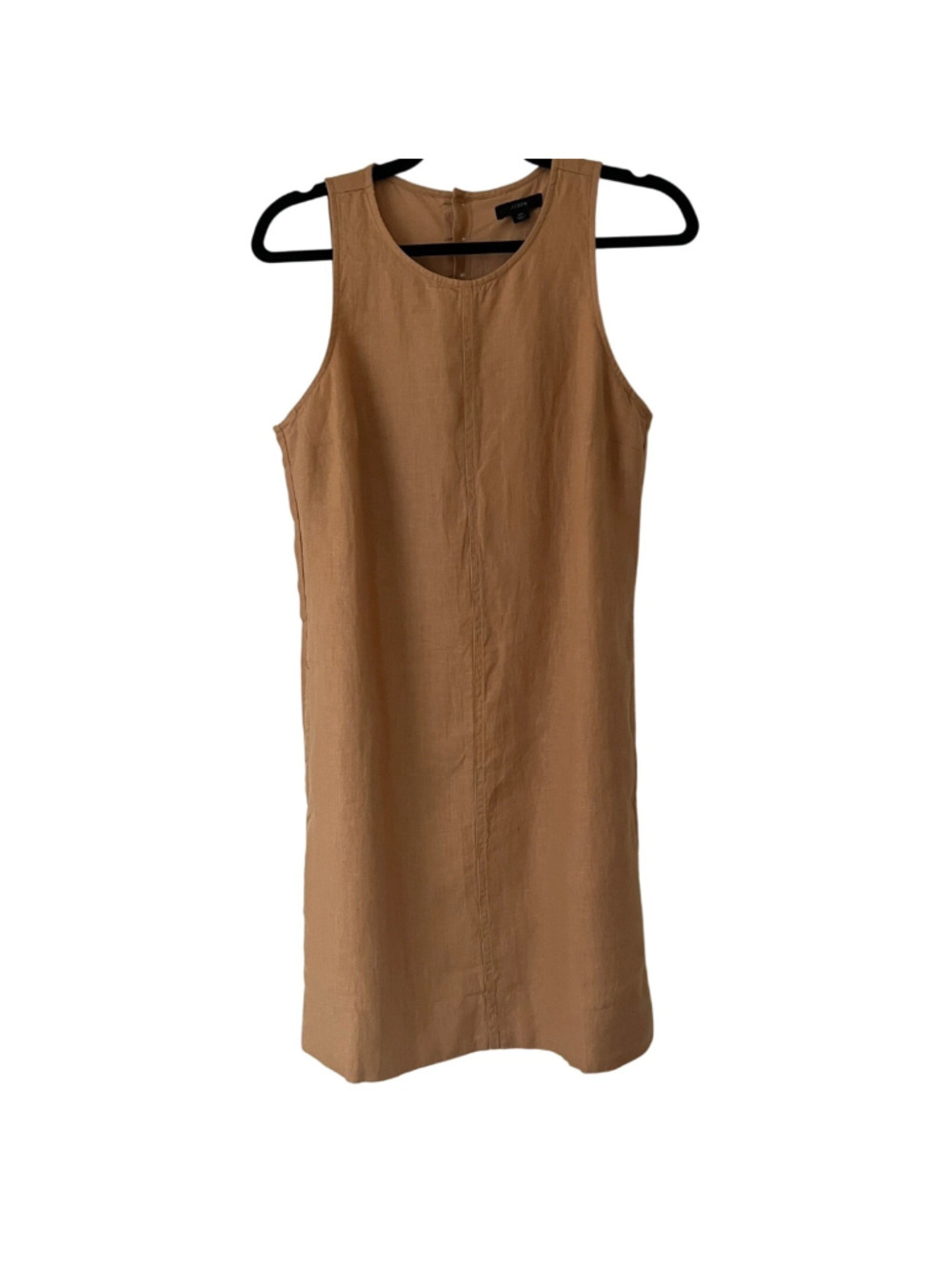 NWT J Crew Linen Shift Dress Button Back Tan  Sz SP